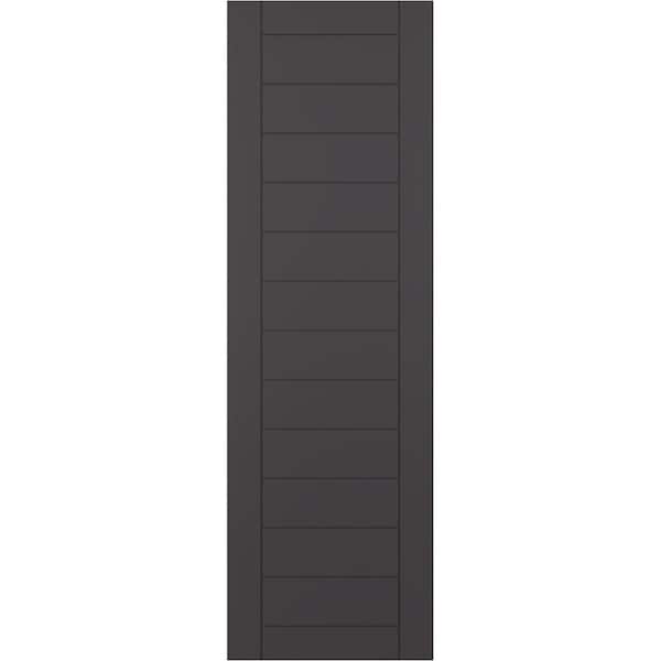 Ekena Millwork True Fit PVC Horizontal Slat Framed Modern Style Fixed Mount Shutters, Shadow Mountain, 12W x 63H, PR - TFP001HF12X063SM