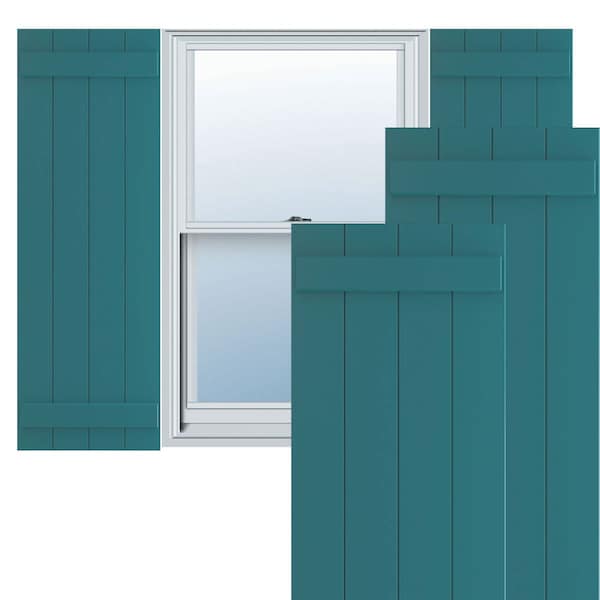 Ekena Millwork True Fit PVC, Four Board Joined Board-n-Batten Shutters, Antigua, 21 1/2W x 71H, PR - TFP101BBF21X071AN