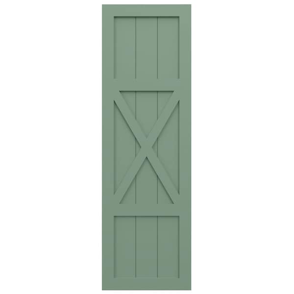 Ekena Millwork True Fit PVC Center X-Board Farmhouse Fixed Mount Shutters, Track Green , 18W x 54H, PR - TFP107FH18X054TG