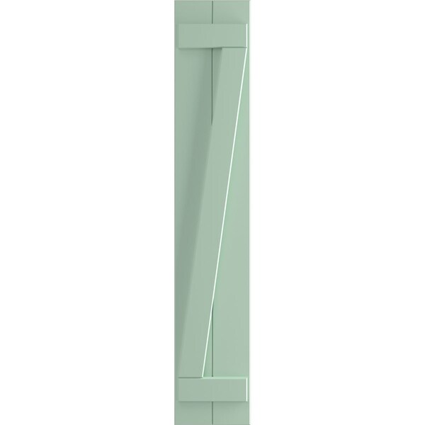 Ekena Millwork True Fit PVC, Two Board Joined Board-n-Batten Shutters w/Z-Bar, Seaglass , 10 3/4W x 61H, PR - TFP102BBF11X061SG