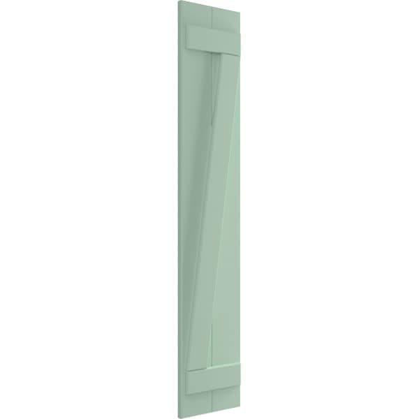 Ekena Millwork True Fit PVC, Two Board Joined Board-n-Batten Shutters w/Z-Bar, Seaglass , 10 3/4W x 61H, PR - TFP102BBF11X061SG