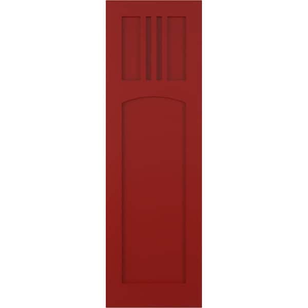 Ekena Millwork True Fit PVC San Miguel Mission Style Fixed Mount Shutters, Fire Red, 15W x 57H, PR - TFP001SM15X057BR