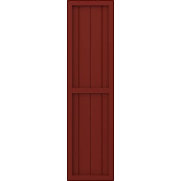 Ekena Millwork Americraft 4-Board Exterior Wood 2 Equal Panel Framed Board-n-Batten Shutters, ARW101BF414X54MRH, PR - ARW101BF414X54MRH