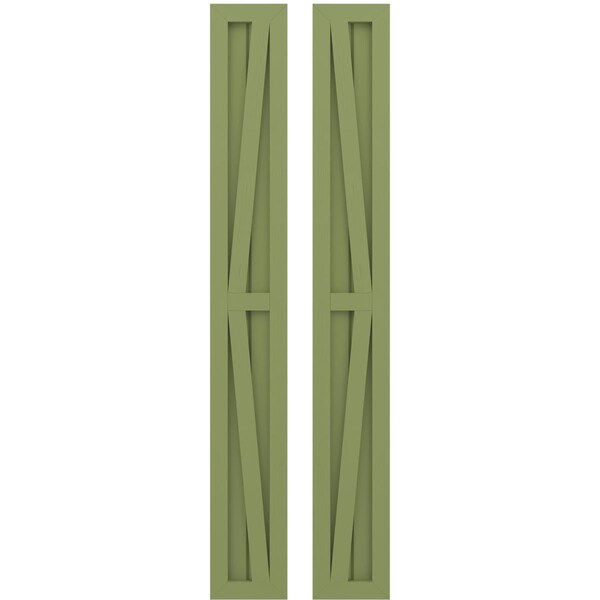 Ekena Millwork Americraft 2-Board Wood 2 Equal Panel Frmd Board-n-Batten Shutters w/Dubl Z-Bar, ARW102BF207X72MGH, PR - ARW102BF207X72MGH