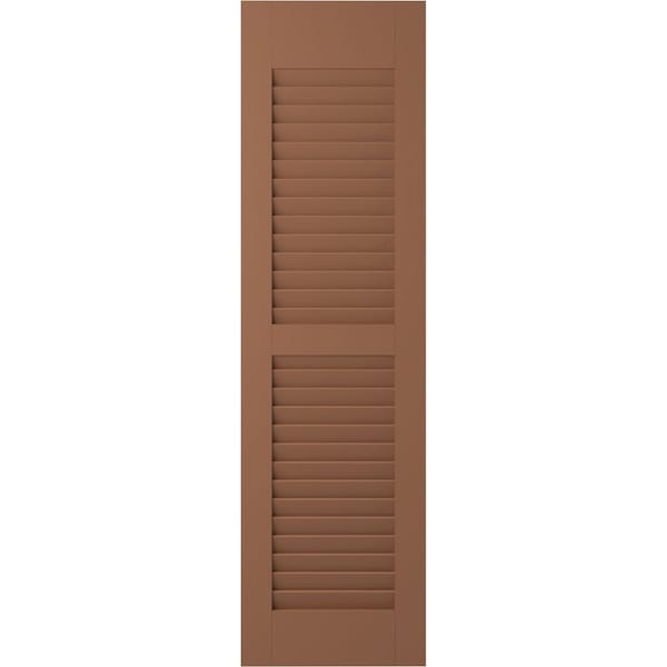 Ekena Millwork 18W x 67H Americraft Two Equal Louver Exterior Real Wood Shutters, Burnt Toffee, PR - RW101LV18X67BTH