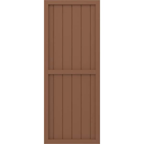 Ekena Millwork Americraft 6-Board Exterior Wood 2 Equal Panel Framed Board-n-Batten Shutters, ARW101BF621X72BTH, PR - ARW101BF621X72BTH