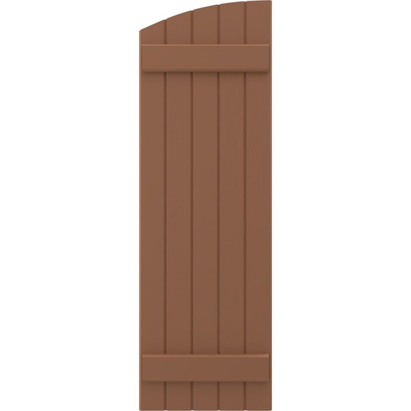 Ekena Millwork Americraft 5-Board (2 Batten) Wood Joined Board-n-Batten Shutters w/Ellipt Top, ARW101BE518X35BTH, PR - ARW101BE518X35BTH