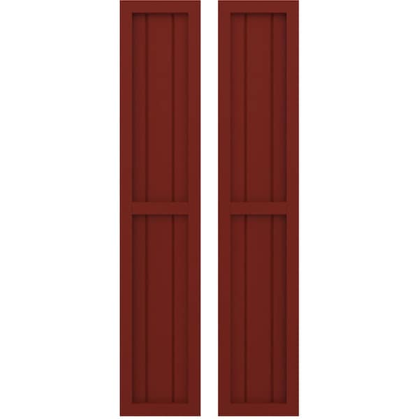 Ekena Millwork Americraft 3-Board Exterior Wood 2 Equal Panel Framed Board-n-Batten Shutters, ARW101BF311X66MRH, PR - ARW101BF311X66MRH