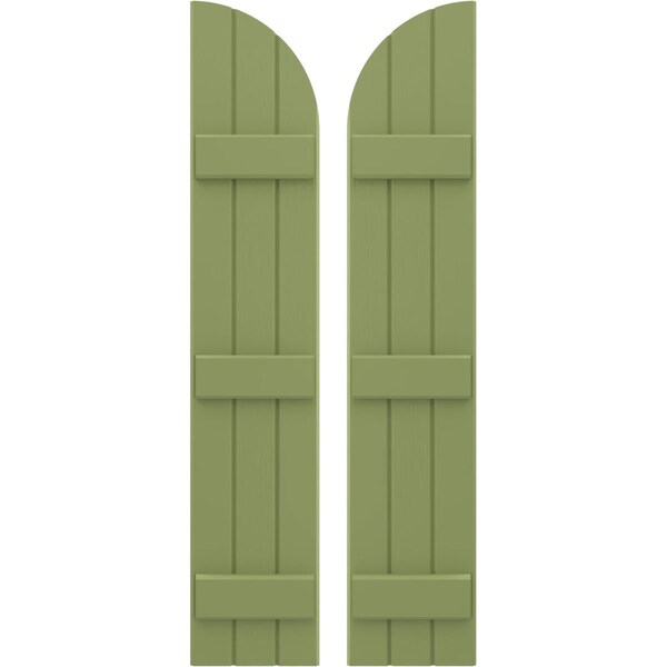 Ekena Millwork Americraft 3-Board (3 Batten) Wood Joined Board-n-Batten Shutters w/ Arch Top, ARW401BQ311X59MGH, PR - ARW401BQ311X59MGH