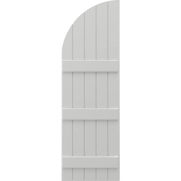 Ekena Millwork Americraft 5-Board (3 Batten) Wood Joined Board-n-Batten Shutters w/ Arch Top, ARW401BQ518X35STH, PR - ARW401BQ518X35STH