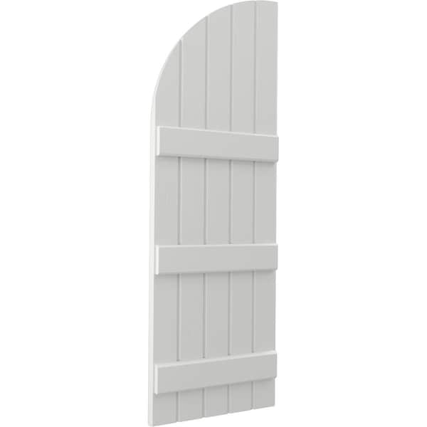 Ekena Millwork Americraft 5-Board (3 Batten) Wood Joined Board-n-Batten Shutters w/ Arch Top, ARW401BQ518X35STH, PR - ARW401BQ518X35STH