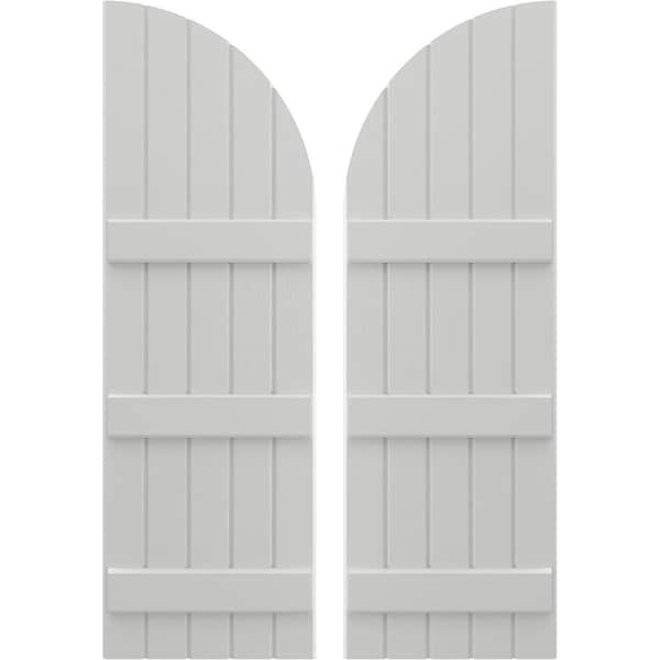 Ekena Millwork Americraft 5-Board (3 Batten) Wood Joined Board-n-Batten Shutters w/ Arch Top, ARW401BQ518X35STH, PR - ARW401BQ518X35STH