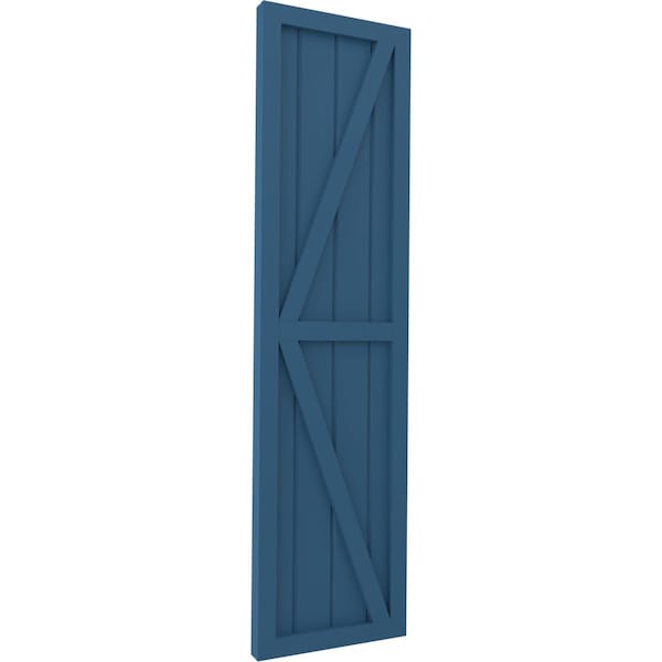 Ekena Millwork Americraft 4-Board Wood 2 Equal Panel Frmd Board-n-Batten Shutters w/Dubl Z-Bar, ARW102BF414X66HBH, PR - ARW102BF414X66HBH
