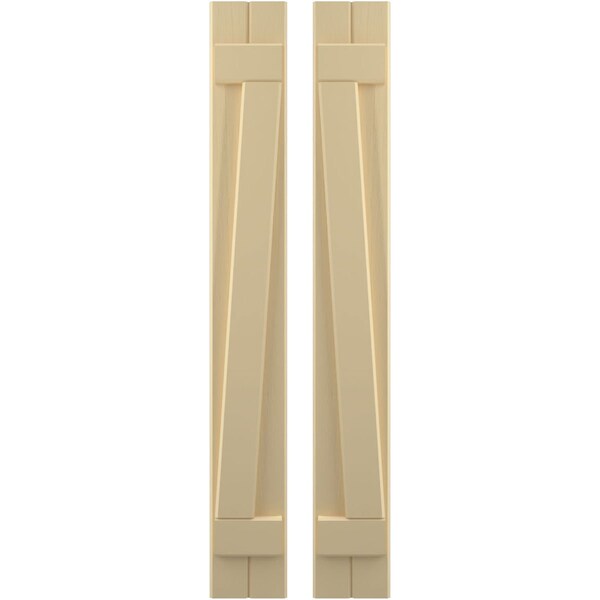 Ekena Millwork Americraft 2-Board (2 Batten) Wood Joined Board-n-Batten Shutters w/ Z-Bar, ARW102BB207X71NTH, PR - ARW102BB207X71NTH