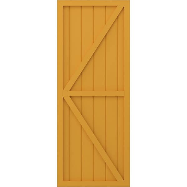 Ekena Millwork Americraft 6-Board Wood 2 Equal Panel Frmd Board-n-Batten Shutters w/Dubl Z-Bar, ARW102BF621X33TUH, PR - ARW102BF621X33TUH