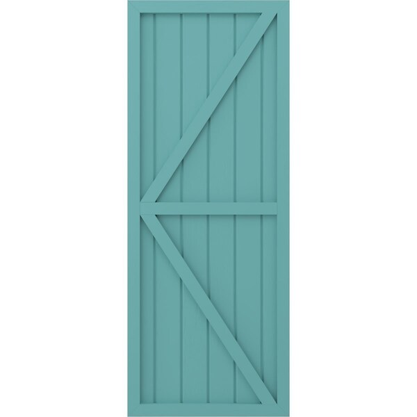 Ekena Millwork Americraft 6-Board Wood 2 Equal Panel Frmd Board-n-Batten Shutters w/Dubl Z-Bar, ARW102BF621X50PTH, PR - ARW102BF621X50PTH