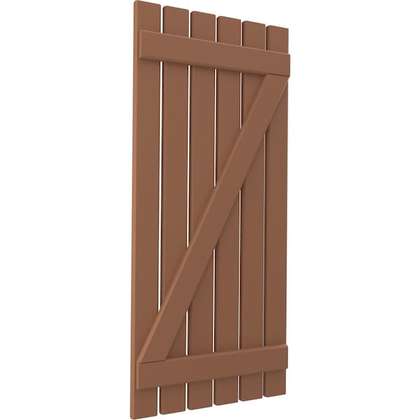 Ekena Millwork Americraft 6-Board (2 Batten) Wood Spaced Board-n-Batten Shutters w/ Z-Bar, ARW102SB623X73BTH, PR - ARW102SB623X73BTH