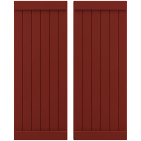 Ekena Millwork Americraft 6-Board Exterior Wood Joined Board-n-Batten Shutters w/ End Batten, ARW103BB621X42MRH, PR - ARW103BB621X42MRH
