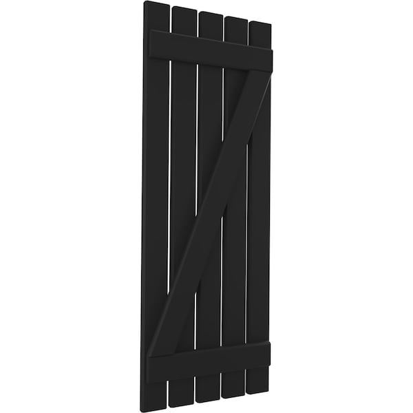 Ekena Millwork Americraft 5-Board (2 Batten) Wood Spaced Board-n-Batten Shutters w/ Z-Bar, ARW102SB519X53BLH, PR - ARW102SB519X53BLH
