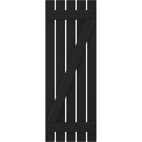 Ekena Millwork Americraft 5-Board (2 Batten) Wood Spaced Board-n-Batten Shutters w/ Z-Bar, ARW102SB519X53BLH, PR - ARW102SB519X53BLH