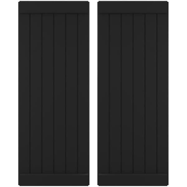 Ekena Millwork Americraft 6-Board Exterior Wood Joined Board-n-Batten Shutters w/ End Batten, ARW103BB621X74BLH, PR - ARW103BB621X74BLH