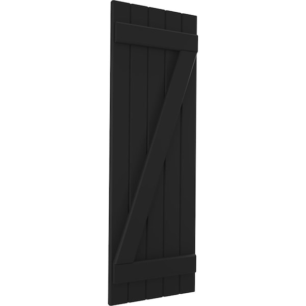 Ekena Millwork Americraft 5-Board (2 Batten) Wood Joined Board-n-Batten Shutters w/ Z-Bar, ARW102BB518X70BLH, PR - ARW102BB518X70BLH