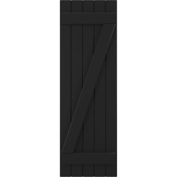 Ekena Millwork Americraft 5-Board (2 Batten) Wood Joined Board-n-Batten Shutters w/ Z-Bar, ARW102BB518X70BLH, PR - ARW102BB518X70BLH