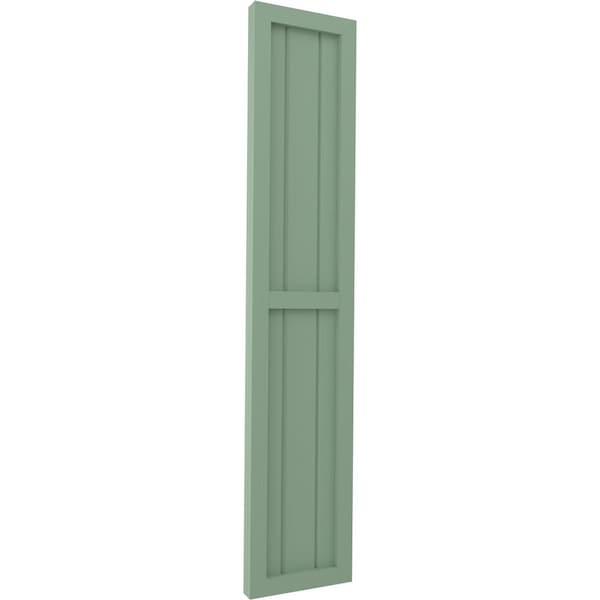 Ekena Millwork Americraft 3-Board Exterior Wood 2 Equal Panel Framed Board-n-Batten Shutters, ARW101BF311X52TGH, PR - ARW101BF311X52TGH