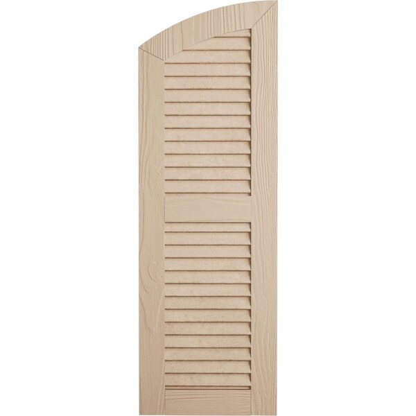 Ekena Millwork Sandblasted 2 Equal Louver w/Elliptical Top Faux Wood Shutters, 12W x 32H 28 Low Side, PR - SHULVL12X32SDPR