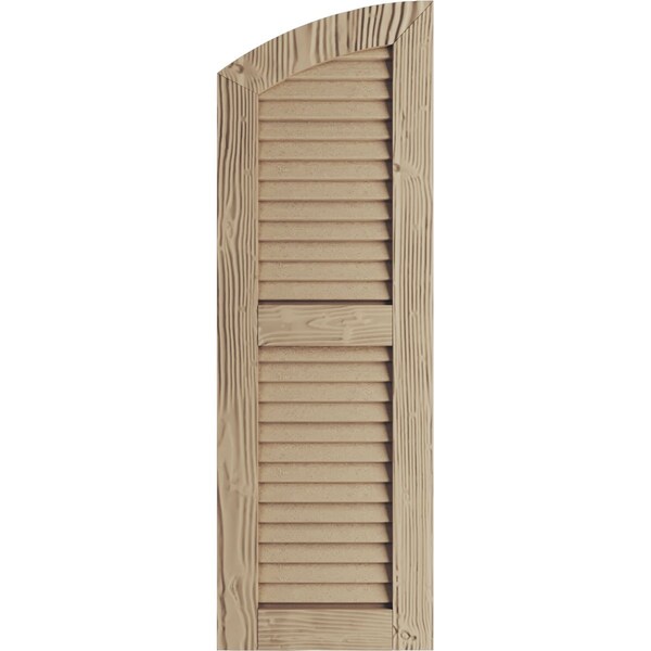 Ekena Millwork Sandblasted 2 Equal Louver w/Elliptical Top Faux Wood Shutters, 12W x 32H 28 Low Side, PR - SHULVL12X32SDPR