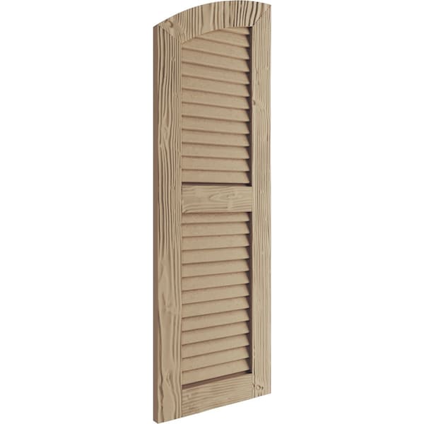 Ekena Millwork Sandblasted 2 Equal Louver w/Elliptical Top Faux Wood Shutters, 12W x 32H 28 Low Side, PR - SHULVL12X32SDPR