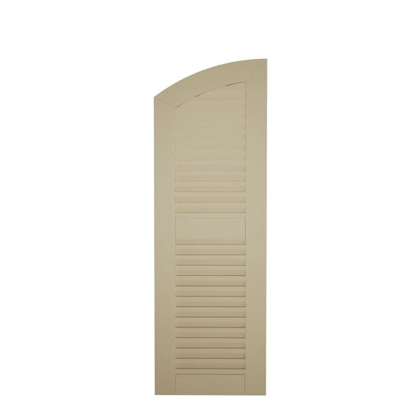 Ekena Millwork Sandblasted 2 Equal Louver w/Elliptical Top Faux Wood Shutters, 12W x 32H 28 Low Side, PR - SHULVL12X32SDPR