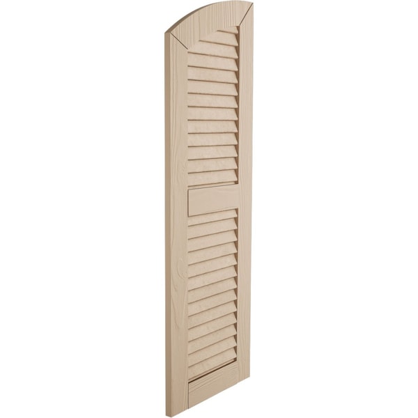Ekena Millwork Sandblasted 2 Equal Louver w/Elliptical Top Faux Wood Shutters, 12W x 32H 28 Low Side, PR - SHULVL12X32SDPR