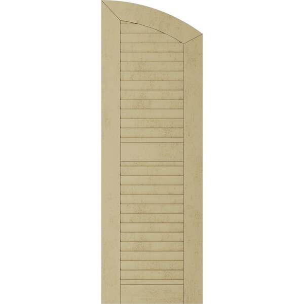 Ekena Millwork Sandblasted 2 Equal Louver w/Elliptical Top Faux Wood Shutters, 12W x 32H 28 Low Side, PR - SHULVL12X32SDPR