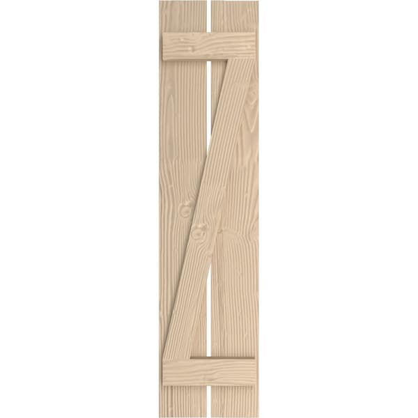 Ekena Millwork Rustic Two Board Spaced Board-n-Batten Sandblasted Faux Wood Shutters w/Z-Board, 11 1/2W x 42H, PR - SHUBSZ11X42SDPR