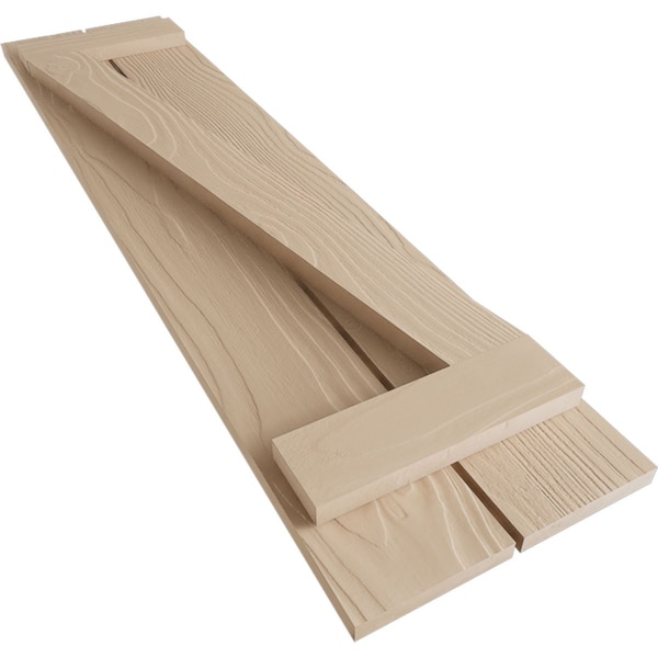 Ekena Millwork Rustic Two Board Spaced Board-n-Batten Sandblasted Faux Wood Shutters w/Z-Board, 11 1/2W x 42H, PR - SHUBSZ11X42SDPR