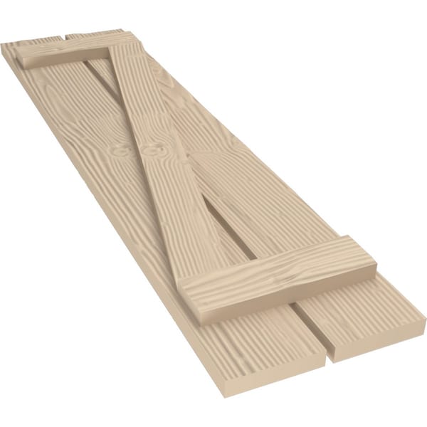 Ekena Millwork Rustic Two Board Spaced Board-n-Batten Sandblasted Faux Wood Shutters w/Z-Board, 11 1/2W x 42H, PR - SHUBSZ11X42SDPR