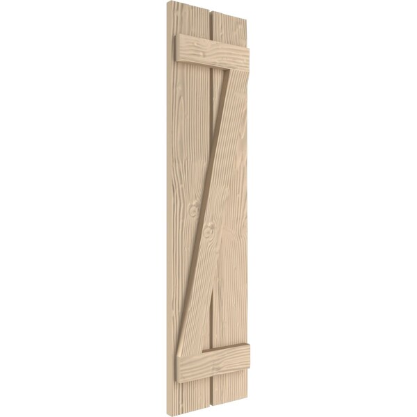 Ekena Millwork Rustic Two Board Spaced Board-n-Batten Sandblasted Faux Wood Shutters w/Z-Board, 11 1/2W x 42H, PR - SHUBSZ11X42SDPR