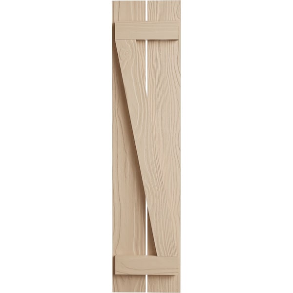 Ekena Millwork Rustic Two Board Spaced Board-n-Batten Sandblasted Faux Wood Shutters w/Z-Board, 11 1/2W x 42H, PR - SHUBSZ11X42SDPR