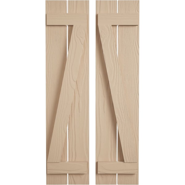 Ekena Millwork Rustic Two Board Spaced Board-n-Batten Sandblasted Faux Wood Shutters w/Z-Board, 11 1/2W x 42H, PR - SHUBSZ11X42SDPR