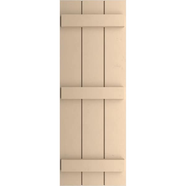 Ekena Millwork Rustic Three Board Joined Board-n-Batten Smooth Faux Wood Shutters, 16 1/2W x 72H, PR - SHUBJS16X72SMPR