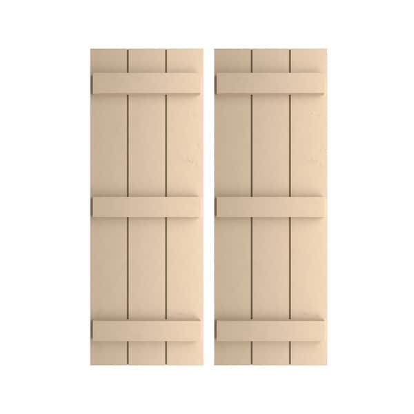 Ekena Millwork Rustic Three Board Joined Board-n-Batten Smooth Faux Wood Shutters, 16 1/2W x 72H, PR - SHUBJS16X72SMPR