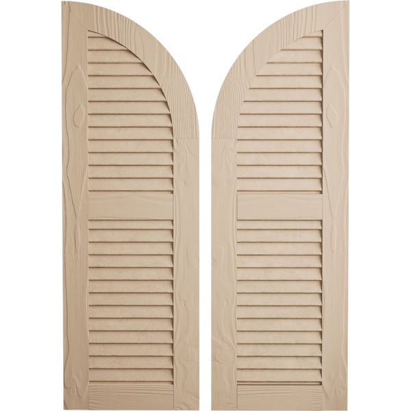 Ekena Millwork Sandblasted 2 Equal Louver w/Quarter Round Arch Top Faux Wood Shutters, 15W x 82H, 67 Low Side, PR - SHULVQ15X82SDPR