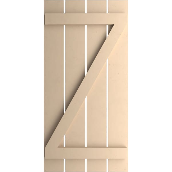 Ekena Millwork Rustic Four Board Spaced Board-n-Batten Smooth Faux Wood Shutters w/Z-Board, 23 1/2W x 50H, PR - SHUBSZ23X50SMPR