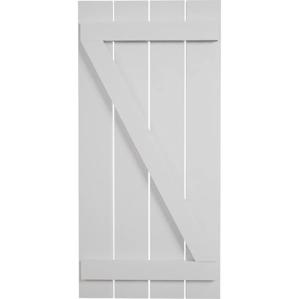 Ekena Millwork Rustic Four Board Spaced Board-n-Batten Smooth Faux Wood Shutters w/Z-Board, 23 1/2W x 50H, PR - SHUBSZ23X50SMPR
