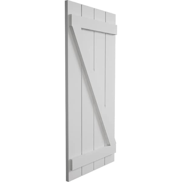 Ekena Millwork Rustic Four Board Spaced Board-n-Batten Smooth Faux Wood Shutters w/Z-Board, 23 1/2W x 50H, PR - SHUBSZ23X50SMPR