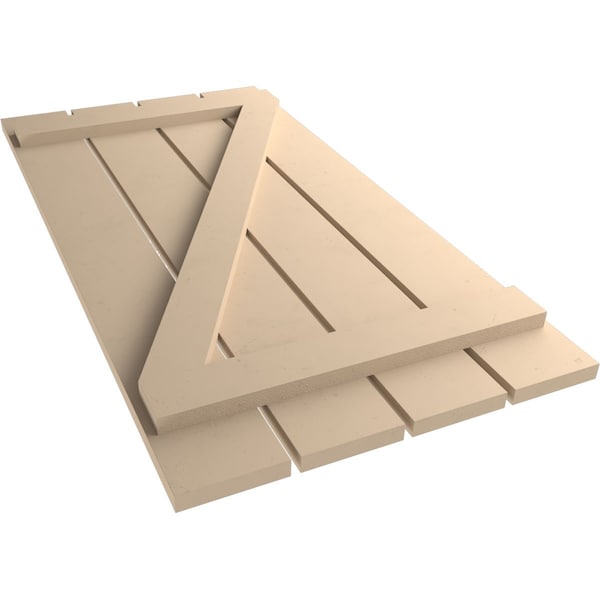 Ekena Millwork Rustic Four Board Spaced Board-n-Batten Smooth Faux Wood Shutters w/Z-Board, 23 1/2W x 50H, PR - SHUBSZ23X50SMPR