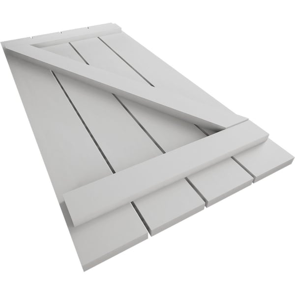Ekena Millwork Rustic Four Board Spaced Board-n-Batten Smooth Faux Wood Shutters w/Z-Board, 23 1/2W x 50H, PR - SHUBSZ23X50SMPR