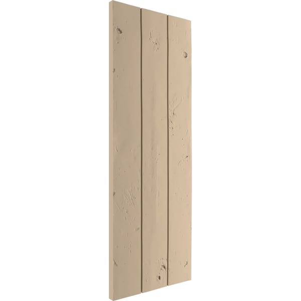 Ekena Millwork Rustic Three Board Joined Board-n-Batten Knotty Pine Faux Wood Shutters w/No Batten, 16 1/2"W x 80"H - SHUBJN16X80KPPR