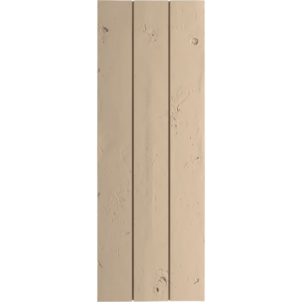 Ekena Millwork Rustic Three Board Joined Board-n-Batten Knotty Pine Faux Wood Shutters w/No Batten, 16 1/2"W x 80"H - SHUBJN16X80KPPR
